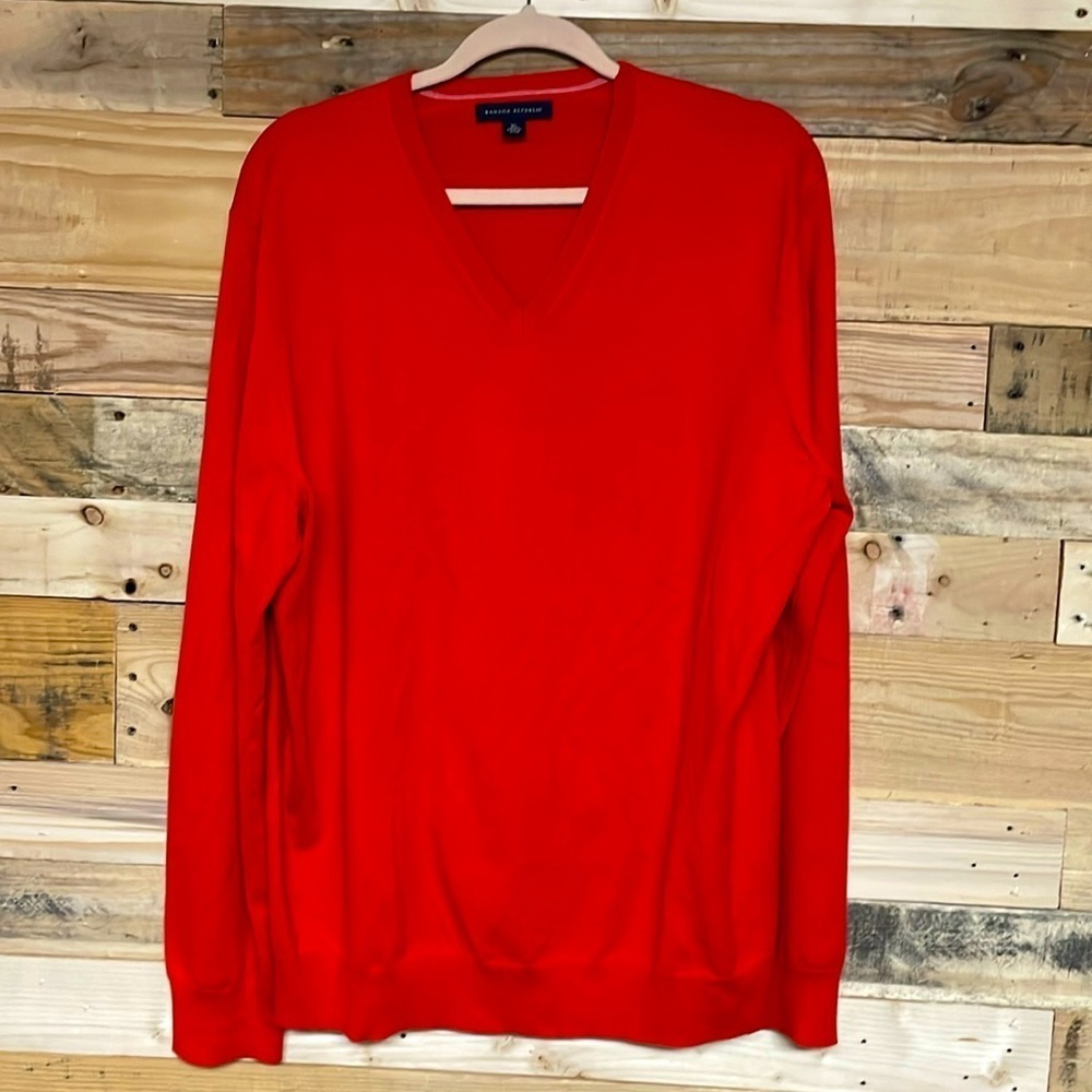 Banana Republic size XL orange v-neck silk cotton blend sweater